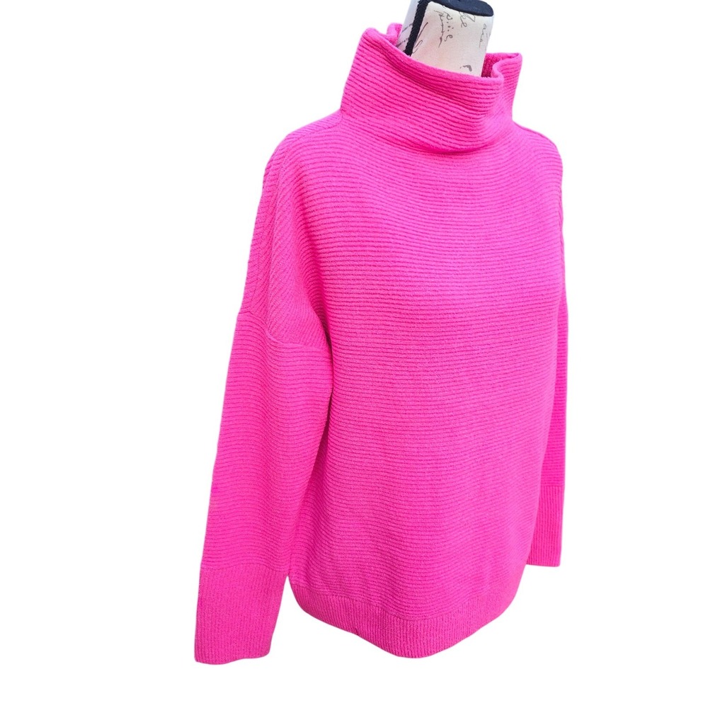 Anthropologie RD Style NWT Neon Pink Ribbed Turtleneck Sweater XS - Picture 2 of 10